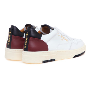 Sneaker basket Via Roma 15 in pelle e camoscio  BIANCO - BORDEAUX - 3
