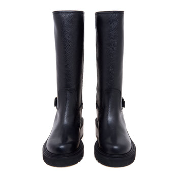 Biker Via Roma 15 in pelle martellata con gambale 3/4 e fibbia con "V" - 5
