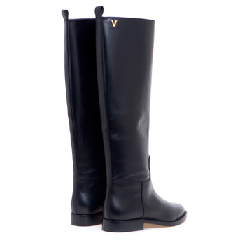 Stivale cavallerizza Via Roma 15 in pelle con mini "V" in metallo dorato - 3