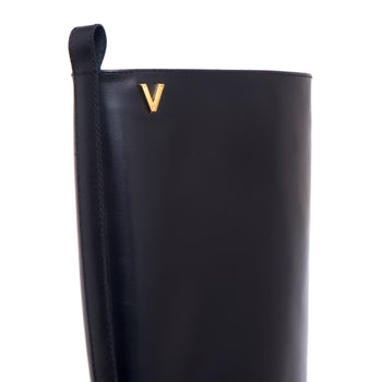 Stivale cavallerizza Via Roma 15 in pelle con mini "V" in metallo dorato - 4
