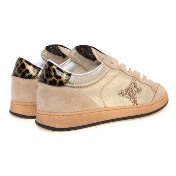 Sneaker Ama Brand modello Sun in suede laminato con logo glitter e talloncino maculato - 3