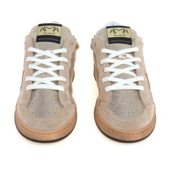 Sneaker Ama Brand modello Sun in suede laminato con logo glitter e talloncino maculato - 5
