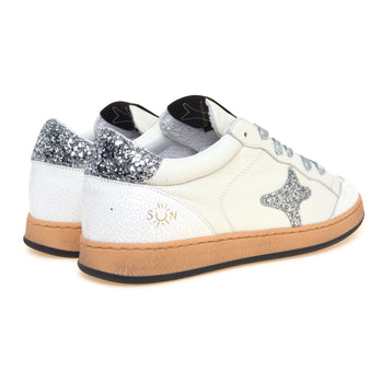 Sneaker Ama Brand modello Sun in pelle con logo e talloncino in glitter argento - 3