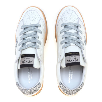 Sneaker Ama Brand modello Sun in pelle con logo e talloncino in glitter argento - 5