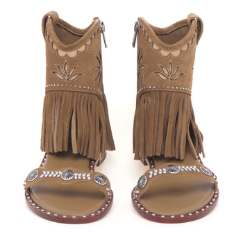 Sandalo stile texano Ash in camoscio con frange e borchie - 5