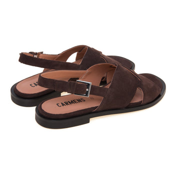 Sandalo flat Carmens in camoscio con doppia fascia incrociata - 3