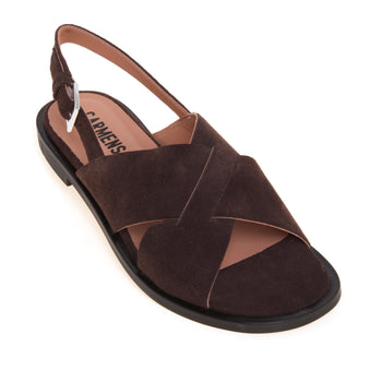 Sandalo flat Carmens in camoscio con doppia fascia incrociata - 4