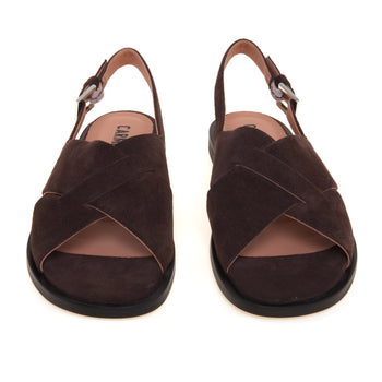 Sandalo flat Carmens in camoscio con doppia fascia incrociata - 5