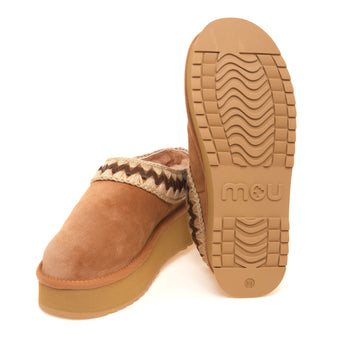 Mou Platform clog in camoscio con ricamo - 4