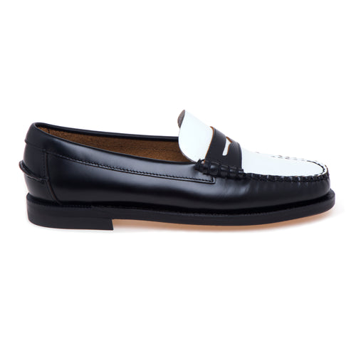 Mocassino penny Sebago in pelle spazzolata bicolore con suola in cuoio