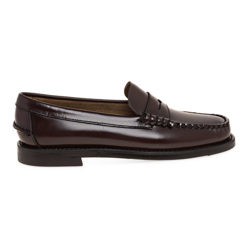 Mocassino penny di Sebago in pelle spazzolata con suola in cuoio e inserto gomma