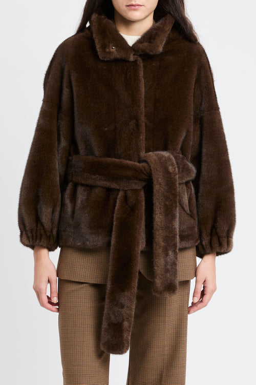 Ecopelliccia corta Bully con cintura removibile