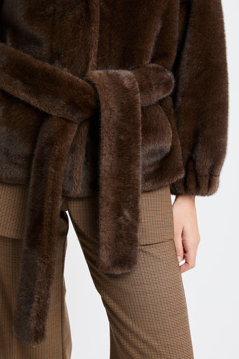 Ecopelliccia corta Bully con cintura removibile - 5