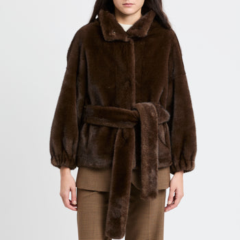 Ecopelliccia corta Bully con cintura removibile - 7