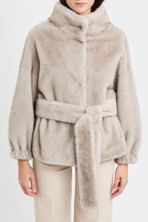 Ecopelliccia corta Bully con cintura removibile