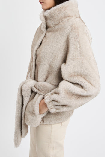 Ecopelliccia corta Bully con cintura removibile - 4