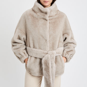 Ecopelliccia corta Bully con cintura removibile - 8