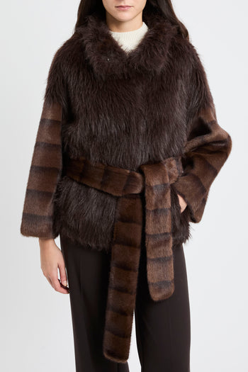 Ecopelliccia corta Bully con cintura removibile - 3