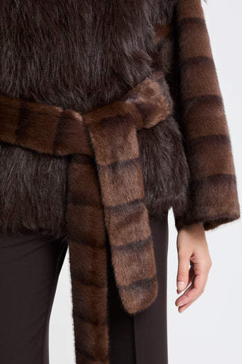 Ecopelliccia corta Bully con cintura removibile - 6