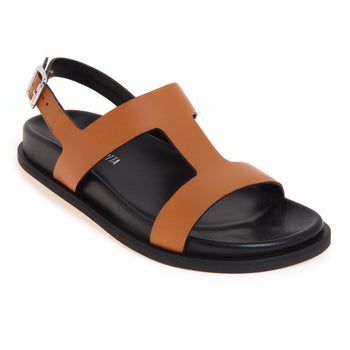 Sandalo flat Guglielmo Rotta in pelle a taglio vivo con fussbett e doppia fascia - 4