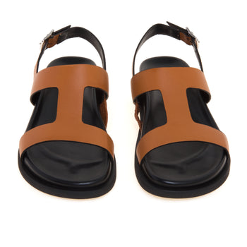 Sandalo flat Guglielmo Rotta in pelle a taglio vivo con fussbett e doppia fascia - 5