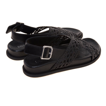 Sandalo flat Guglielmo Rotta in pelle intrecciata con fussbett - 3