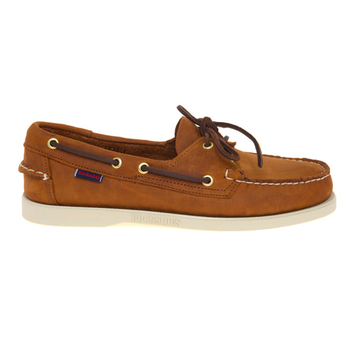 Mocassino da barca Sebago Portland Artisan Texas in nabuck anticato con suola in gomma