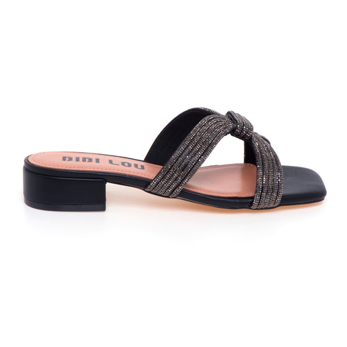 Ciabatta Bibi Lou in pelle con strass