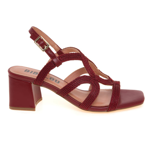 Sandalo Bibi Lou in tessuto intrecciato con tacco 50 mm