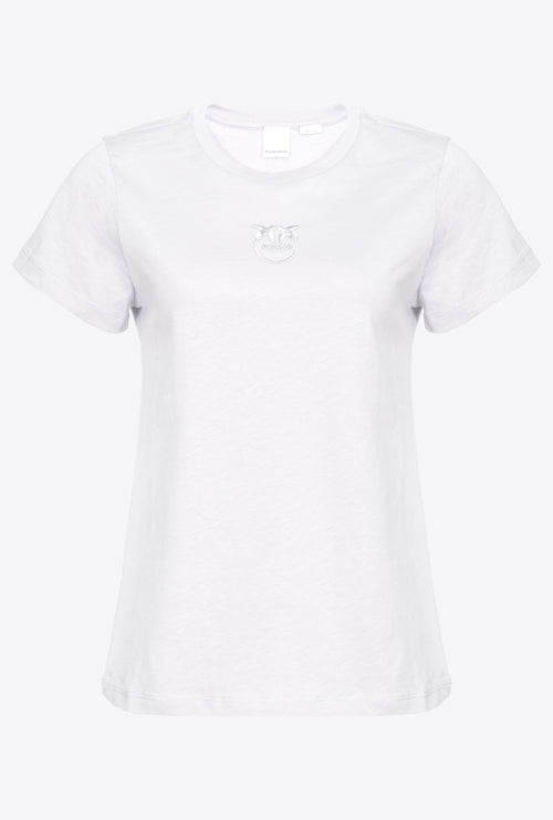 T-shirt Pinko in jersey di cotone con logo ricamato