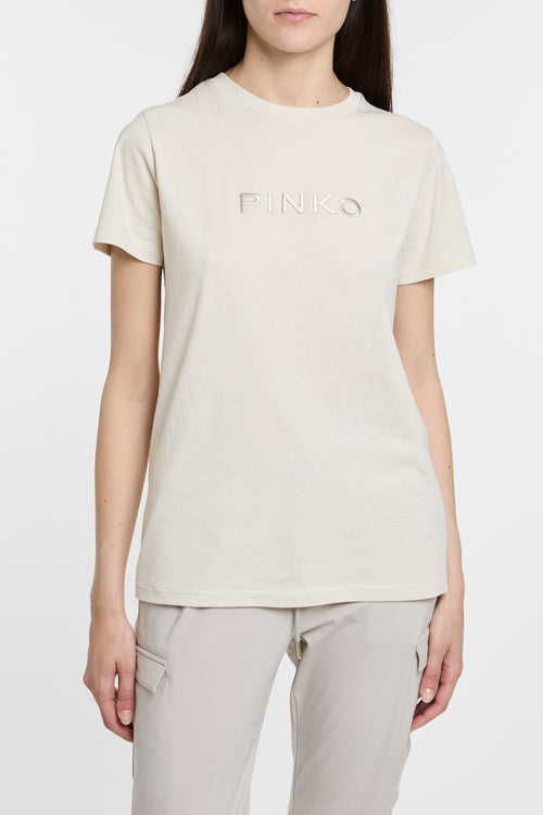 T-shirt Pinko in cotone con logo ricamato