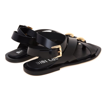 Sandalo flat Bibi Lou in pelle con infradito e accessorio in metallo - 3