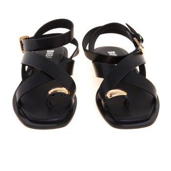 Sandalo flat Bibi Lou in pelle con infradito e accessorio in metallo - 5