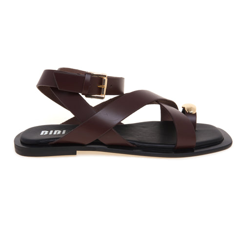 Sandalo flat Bibi Lou in pelle con infradito e accessorio in metallo