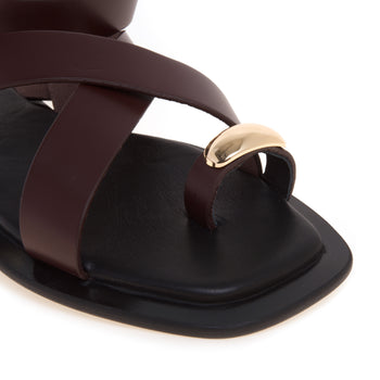 Sandalo flat Bibi Lou in pelle con infradito e accessorio in metallo - 4