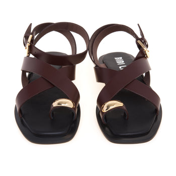 Sandalo flat Bibi Lou in pelle con infradito e accessorio in metallo - 5
