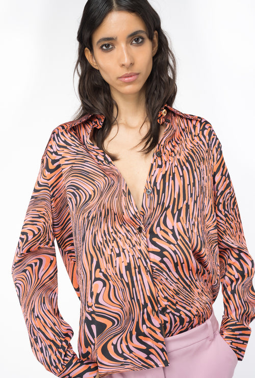 Camicia Pinko in raso con stampa multicolor - 2