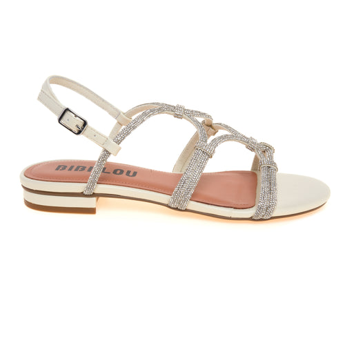 Sandalo basso Bibi Lou in pelle con tomaia full-strass