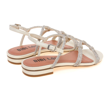 Sandalo basso Bibi Lou in pelle con tomaia full-strass - 3