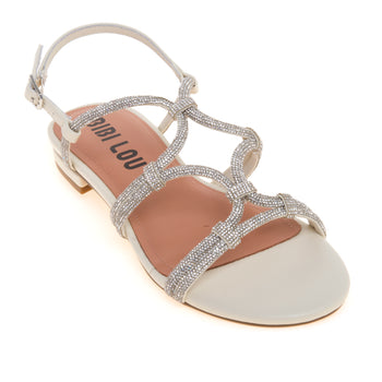 Sandalo basso Bibi Lou in pelle con tomaia full-strass - 4