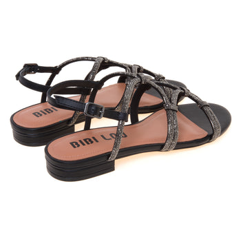 Sandalo basso Bibi Lou in pelle con tomaia full-strass - 3