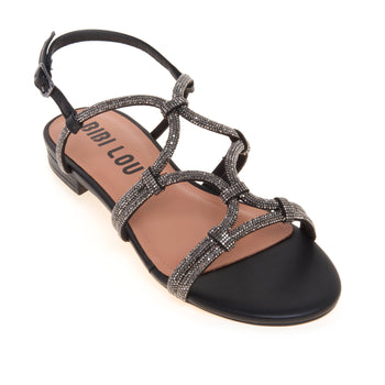 Sandalo basso Bibi Lou in pelle con tomaia full-strass - 4