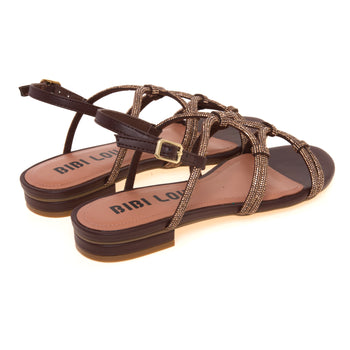 Sandalo basso Bibi Lou in pelle con tomaia full-strass - 3