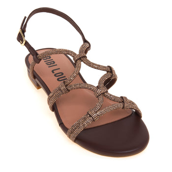 Sandalo basso Bibi Lou in pelle con tomaia full-strass - 4