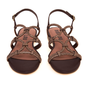 Sandalo basso Bibi Lou in pelle con tomaia full-strass - 5