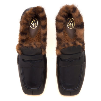 Mocassino Ash Barkley in pelle con fodera in ecopelliccia e suola in gomma - 5