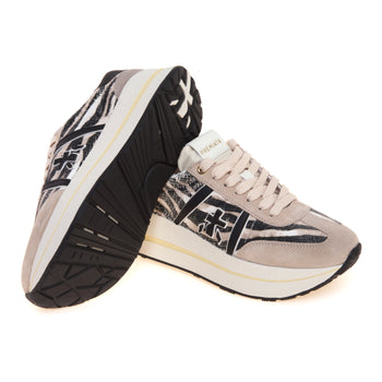 Sneaker Premiata Bethcoin in pelle incisa con stampa zebra e camoscio - 4