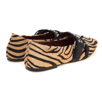 Ballerina a punta ASH Britney in cavallino zebra e pelle - 3