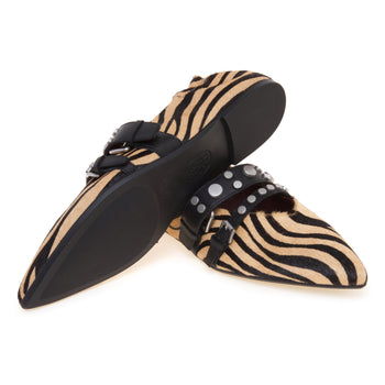 Ballerina a punta ASH Britney in cavallino zebra e pelle - 4