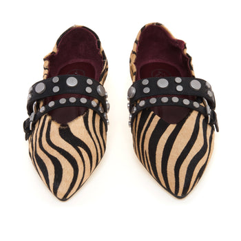 Ballerina a punta ASH Britney in cavallino zebra e pelle - 5